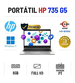HP ELITEBOOK 735 G5 | 13.3" FULLHD | RYZEN 5 PRO = I5-8350U | 8GB RAM | 240GB SSD HP ELITEBOOK 735 G5 | 13.3" FULLHD | RYZEN 5 PRO = I5-8350U | 8GB RAM | 240GB SSD