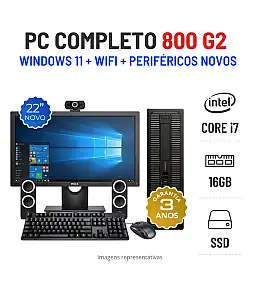 CONJUNTO PC HP 800 G2 SFF | i7-6700 | 16GB RAM | 240GB SSD COM MONITOR + ACESSÓRIOS
