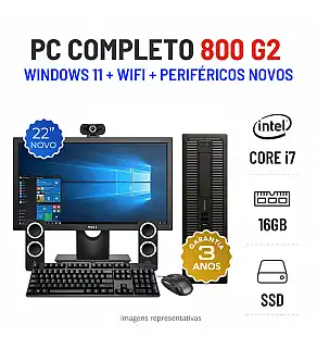 CONJUNTO PC HP 800 G2 SFF | i7-6700 | 16GB RAM | 240GB SSD COM MONITOR + ACESSÓRIOS CONJUNTO PC HP 800 G2 SFF | i7-6700 | 16GB RAM | 240GB SSD COM MONITOR + ACESSÓRIOS