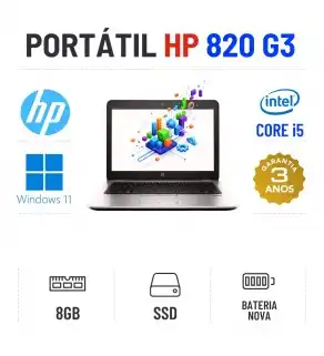 HP ELITEBOOK 820 G3 | 12" | i5-6200u | 8GB RAM | SSD | BATERIA NOVA