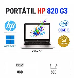 HP ELITEBOOK 820 G3 | 12" | i5-6200u | 8GB RAM | SSD