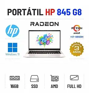 HP ELITEBOOK 845 G8 | 14" FULLHD | RYZEN 3 = I7-8850H | 16GB RAM | 240GB SSD | RADEON VEGA | OFERTA DE OFFICE 2021