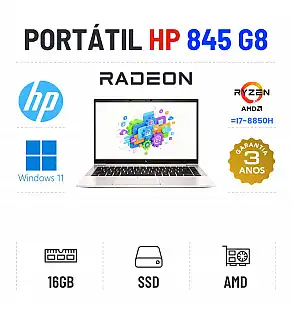HP ELITEBOOK 845 G8 | 14" FULLHD | RYZEN 3 = I7-8850H | 16GB RAM | 240GB SSD | RADEON VEGA | OFERTA DE OFFICE 2021