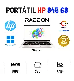 HP ELITEBOOK 845 G8 | 14" FULLHD | RYZEN 3 = I7-8850H | 16GB RAM | 240GB SSD | RADEON VEGA