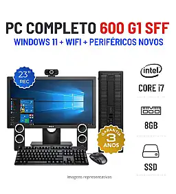 CONJUNTO HP PRODESK 600 G1 SFF | I7-4790 | 8GB RAM | 240GB SSD COM MONITOR + ACESSÓRIOS