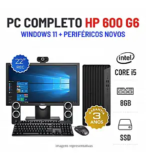 CONJUNTO HP 600 G6 TOWER | i5-10500 | 8GB RAM | 240GB SSD | COM MONITOR + ACESSORIOS