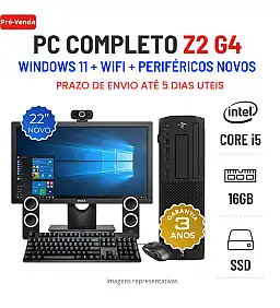 CONJUNTO PC HP Z2 G4 SFF | i5-9500 | 16GB RAM | 480GB SSD COM MONITOR + ACESSORIOS