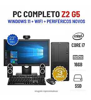 CONJUNTO HP Z2 G5 TOWER | i7-10700 | 16GB RAM | 480GB SSD | COM MONITOR + ACESSORIOS