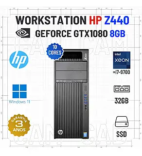 WORKSTATION HP Z440 | XEON 10 CORES SUPERIOR i7-9700 | 32GB RAM | 960GB SSD | GTX1080-8GB