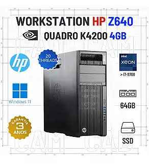 WORKSTATION HP Z640 | XEON=i7-9700 | 64GB RAM | 480GB SSD | QUADRO K4200 4GB