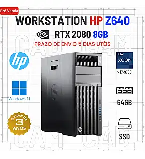 WORKSTATION HP Z640 | XEON 10 CORES SUPERIOR i7-9700 | 64GB RAM | 480GB SSD | RTX2080-8GB