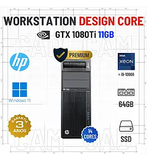 WORKSTATION DESIGN CORE HP Z640 | XEON 14 CORES = i9-10900 | 64GB RAM | 480GB SSD | GTX1080Ti-11GB | OFERTA DE OFFICE 2021