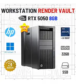 WORKSTATION HP Z840 RENDER VAULT | DUPLO XEON=i9-11900F | 32GB RAM | 960GB SSD | RTX5050-8GB