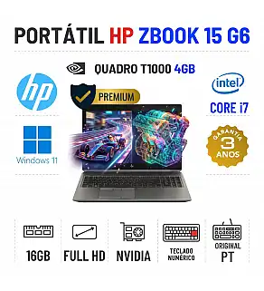 HP ZBOOK 15 G6 | 15.6" FULLHD | i7-9750H | 16GB RAM | 480GB SSD | QUADRO T1000-4GB = GTX1050TI-4GB | TECLADO NUMÉRICO