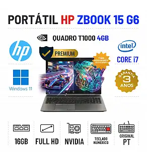 HP ZBOOK 15 G6 | 15.6" FULLHD | i7-9750H | 16GB RAM | 480GB SSD | QUADRO T1000-4GB = GTX1050TI-4GB | TECLADO NUMÉRICO