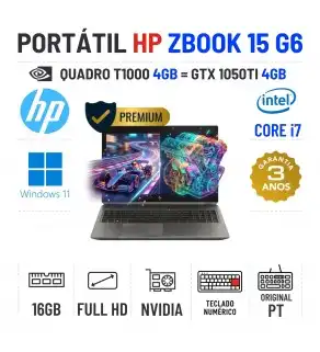 HP ZBOOK 15 G6 | 15.6" FULLHD | i7-9750H | 16GB RAM | 480GB SSD | QUADRO T1000-4GB = GTX1050TI-4GB | TECLADO NUMÉRICO