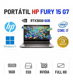 HP ZBOOK FURY 15 G7 | 15.6" FULLHD | i7-10850H | 16GB RAM | 960GB SSD | RTX3000 6GB = RTX 3050 6GB MOBILE