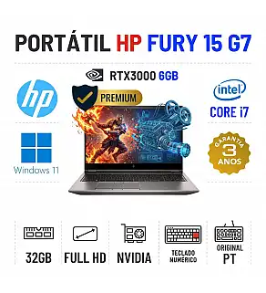 HP ZBOOK FURY 15 G7 | 15.6" FULLHD | i7-10850H | 32GB RAM | 480GB SSD | RTX3000 6GB | TECLADO NUMÉRICO