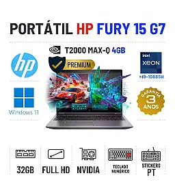 HP ZBOOK FURY 15 G7 | 15.6" FULLHD | XEON = I9-10885H | 32GB RAM | 480GB SSD | NVIDIA T2000 MAX-Q 4GB = GTX1650 4GB | TECLADO NUMÉRICO HP ZBOOK FURY 15 G7 | 15.6" FULLHD | XEON = I9-10885H | 32GB RAM | 480GB SSD | NVIDIA T2000 MAX-Q 4GB = GTX1650 4GB | TECLADO NUMÉRICO