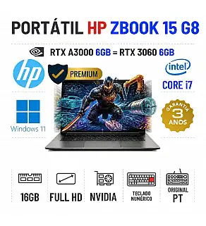 HP ZBOOK STUDIO 15 G8 | 15.6" FULLHD | i7-11850H | 16GB RAM | 480GB SSD | RTX A3000 6GB = RTX3060 6GB | TECLADO NÚMERICO HP ZBOOK STUDIO 15 G8 | 15.6" FULLHD | i7-11850H | 16GB RAM | 480GB SSD | RTX A3000 6GB = RTX3060 6GB | TECLADO NÚMERICO