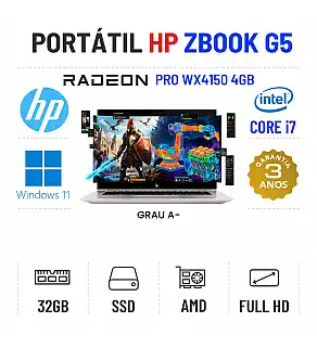 HP ZBOOK STUDIO G5 | 15.6" FULLHD | i7-8850H | 32GB RAM | 480GB SSD | RADEON PRO WX4150 4GB