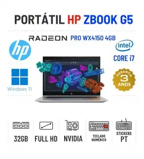 HP ZBOOK STUDIO G5 | 15.6" FULLHD | i7-8850H | 32GB RAM | 480GB SSD | RADEON PRO WX4150 4GB | TECLADO NÚMERICO
