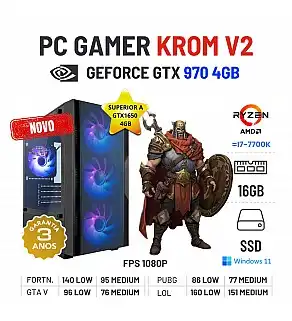 PC GAMER KROM V2 NOVO | GTX970-4GB SUPERIOR A GTX1650-4GB | RYZEN 3 = i7-7700K | 16GB RAM | 480GB SSD PC GAMER KROM V2 NOVO | GTX970-4GB SUPERIOR A GTX1650-4GB | RYZEN 3 = i7-7700K | 16GB RAM | 480GB SSD