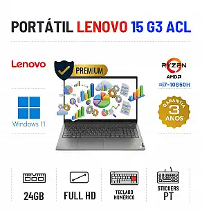 LENOVO THINKBOOK 15 G3 ACL | 15.6" FULLHD | RYZEN 5 = I7-10850H | 24GB RAM | 240GB SSD | TECLADO NUMÉRICO LENOVO THINKBOOK 15 G3 ACL | 15.6" FULLHD | RYZEN 5 = I7-10850H | 24GB RAM | 240GB SSD | TECLADO NUMÉRICO