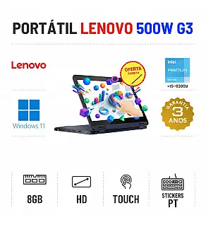 LENOVO 500W G3 | 11.6" TOUCH HD | INTEL N6000 = I5-6200U | 8GB RAM | SSD | OFERTA DE CANETA | OFERTA DE OFFICE 2021