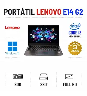 LENOVO THINKPAD E14 G2 | 14" FULLHD | i3-1115G4 = I7-8565U | 8GB RAM | 240GB SSD | OFERTA DE OFFICE 2021
