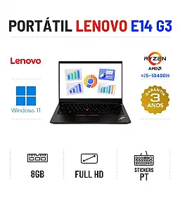 LENOVO THINKPAD E14 G3 | 14.1" FULLHD | RYZEN 3 5300U=I5-10400H | 8GB RAM | 240GB SSD