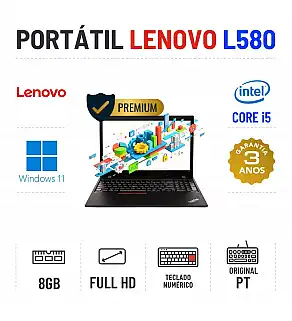 LENOVO THINKPAD L580 | 15.6" FULLHD | i5-8250U | 8GB RAM | 240GB SSD | TECLADO NUMÉRICO | OFERTA DE OFFICE 2021