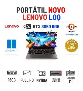 NOVO - LENOVO LOQ 15AHP9 | 15.6'' FULLHD 144HZ | RYZEN 7 = I7-11850H | 16GB RAM | 480GB SSD | RTX 3050 6GB | TECLADO NUMÉRICO