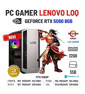 PC GAMER LENOVO LOQ NOVO | RTX5060-8GB | RYZEN 7 = I7-12700 | 32GB RAM | 960GB SSD