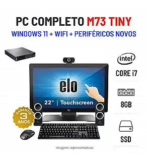 CONJUNTO TOUCH PC LENOVO M73 MINI | i7-4770TE | 8GB RAM | SSD COM MONITOR + ACESSORIOS