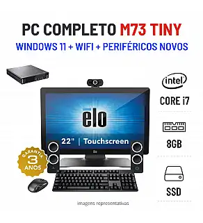 CONJUNTO TOUCH PC LENOVO M73 MINI | i7-4770TE | 8GB RAM | SSD COM MONITOR + ACESSORIOS