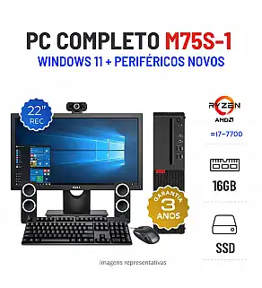 CONJUNTO PC LENOVO M75S-1 SFF | RYZEN 5 PRO = i7-7700 | 16GB RAM | 240GB SSD COM MONITOR + ACESSORIOS