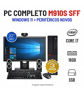 CONJUNTO PC LENOVO THINKCENTRE M910S SFF | i7-6700 | 16GB RAM | 240GB SSD COM MONITOR + ACESSORIOS CONJUNTO PC LENOVO THINKCENTRE M910S SFF | i7-6700 | 16GB RAM | 240GB SSD COM MONITOR + ACESSORIOS
