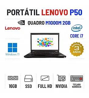 LENOVO P50 | 15.6" FULLHD | i7-6700HQ | 16GB RAM | 480GB SSD | QUADRO M1000M 2GB | TECLADO NUMÉRICO