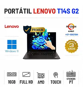 LENOVO THINKPAD T14S G2 | 14" TOUCH FULLHD | RYZEN 7 PRO = I7-10875H | 16GB RAM | 480GB SSD 