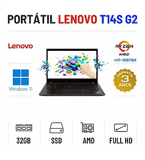 LENOVO THINKPAD T14S G2 | 14" TOUCH FULLHD | RYZEN 7 PRO = I7-10875H | 32GB RAM | 480GB SSD 