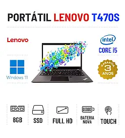 LENOVO THINKPAD T470s | 14.1'' TOUCH FULLHD | i5-7200u | 8GB RAM | 240GB SSD | BATERIA NOVA