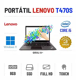 LENOVO THINKPAD T470s | 14.1'' TOUCH FULLHD | i5-6200u | 8GB RAM | 240GB SSD | OFERTA DE OFFICE 2021