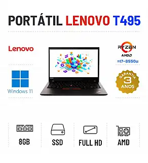 LENOVO THINKPAD T495 | 14.1'' FULLHD | RYZEN 3 PRO = I7-8550u | 8GB RAM | 240GB SSD | RADEON VEGA 6