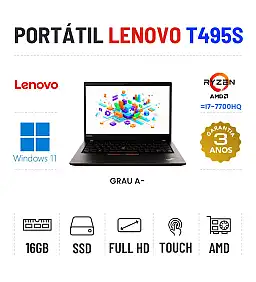LENOVO THINKPAD T495s | 14.1'' TOUCH FULLHD | RYZEN 5 PRO 3500U = I7-7700HQ | 16GB RAM | 240GB SSD | RADEON VEGA 8