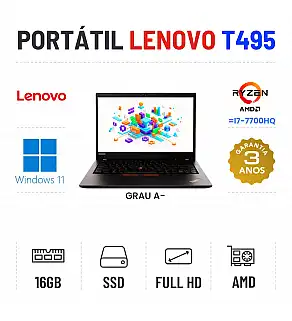 LENOVO THINKPAD T495 | 14.1'' FULLHD | RYZEN 5 PRO 3500U = I7-7700HQ | 16GB RAM | 240GB SSD | RADEON VEGA 8