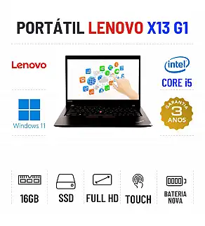 LENOVO THINKPAD X13 G1 | 13.3" TOUCH FULLHD | I5-10210U | 16GB RAM | 480GB SSD | BATERIA NOVA