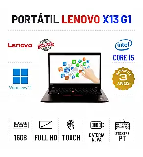 LENOVO THINKPAD X13 G1 | 13.3" TOUCH FULLHD | I5-10210U | 16GB RAM | 480GB SSD | BATERIA NOVA