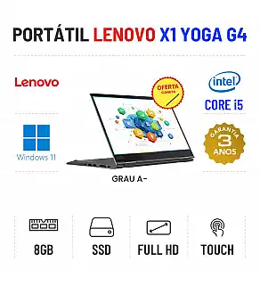 LENOVO X1 YOGA G4 | 14" TOUCH FULLHD | I5-8265u | 8GB RAM | 240GB SSD | OFERTA CANETA