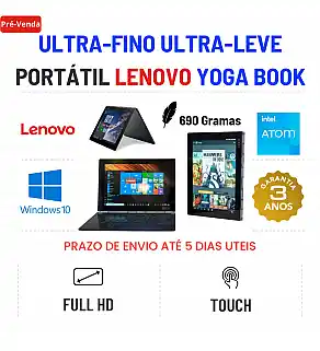 ULTRA FINO - ULTRA LEVE LENOVO YOGA BOOK | 10.1" TOUCH FULLHD | INTEL ATOM X5-Z8550 - SÓ 690 Gramas